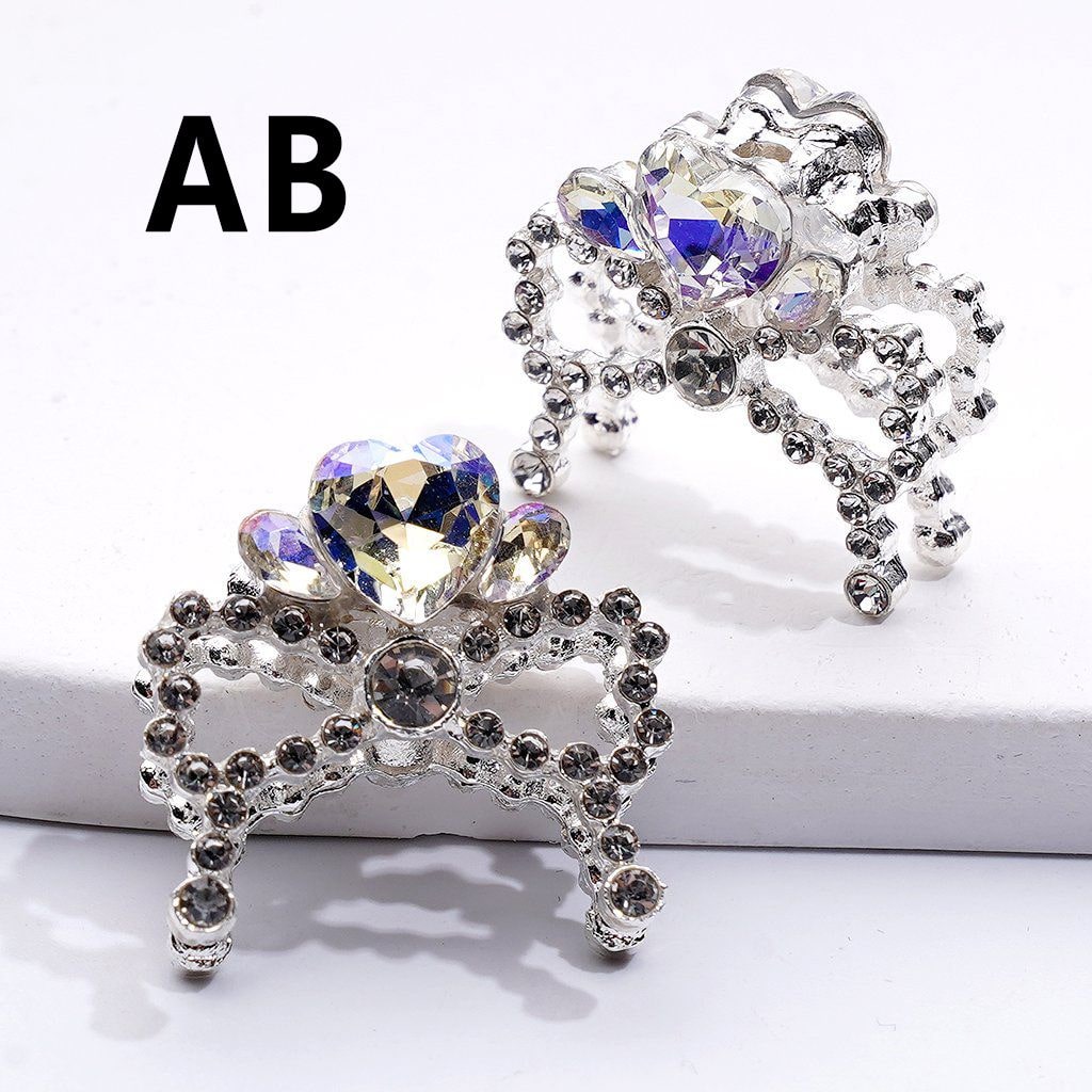 Bling Bling Fancy Silver Alloy Bowknot Beads with Multi-Color Heart Rhinestones for Jewelry Accessories