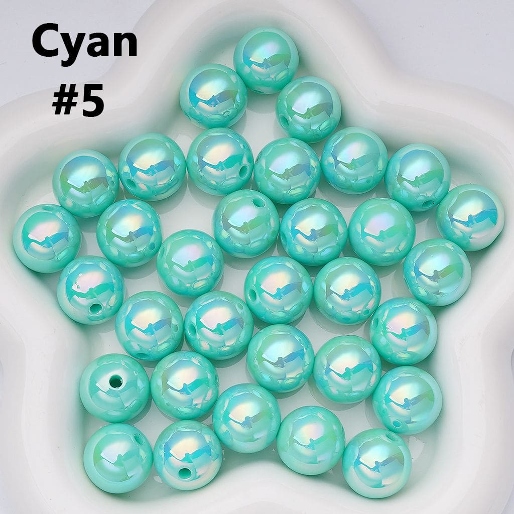 UV Coating Shiny Solid Color Round Acrylic Beads, 16MM