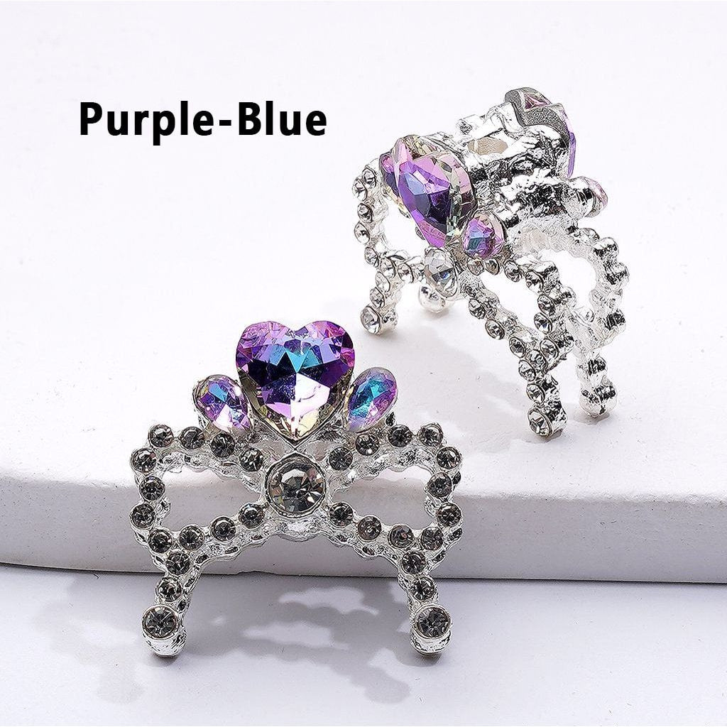 Bling Bling Fancy Silver Alloy Bowknot Beads with Multi-Color Heart Rhinestones for Jewelry Accessories