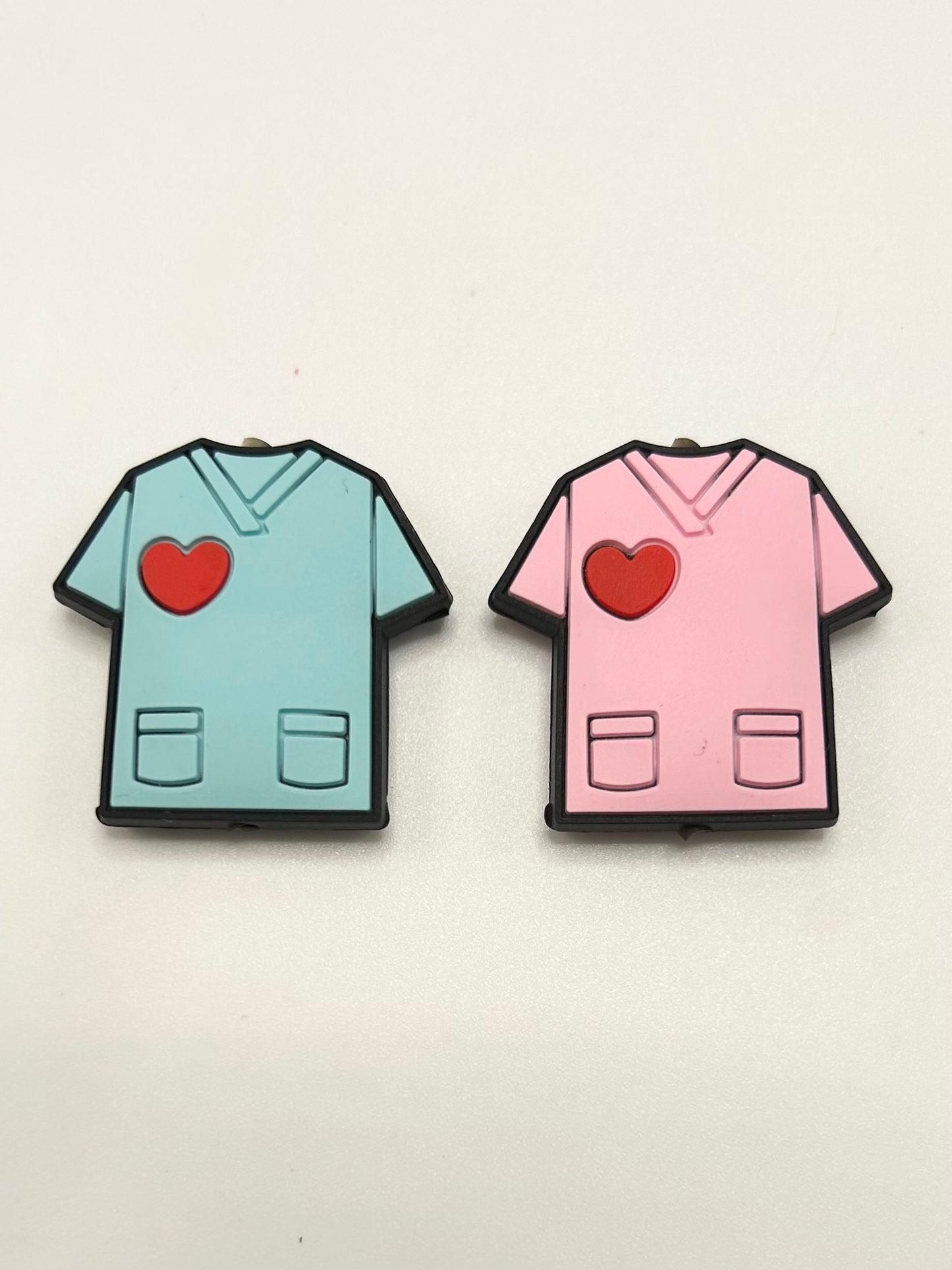 Doctor Nurse Stethoscope Uniform with Red Heart Silicone Focal Beads