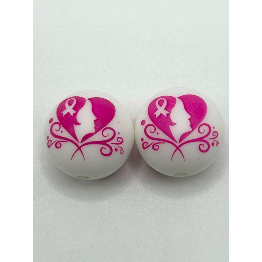 ハート美少女リボンプリントシリコンビーズ 番号423