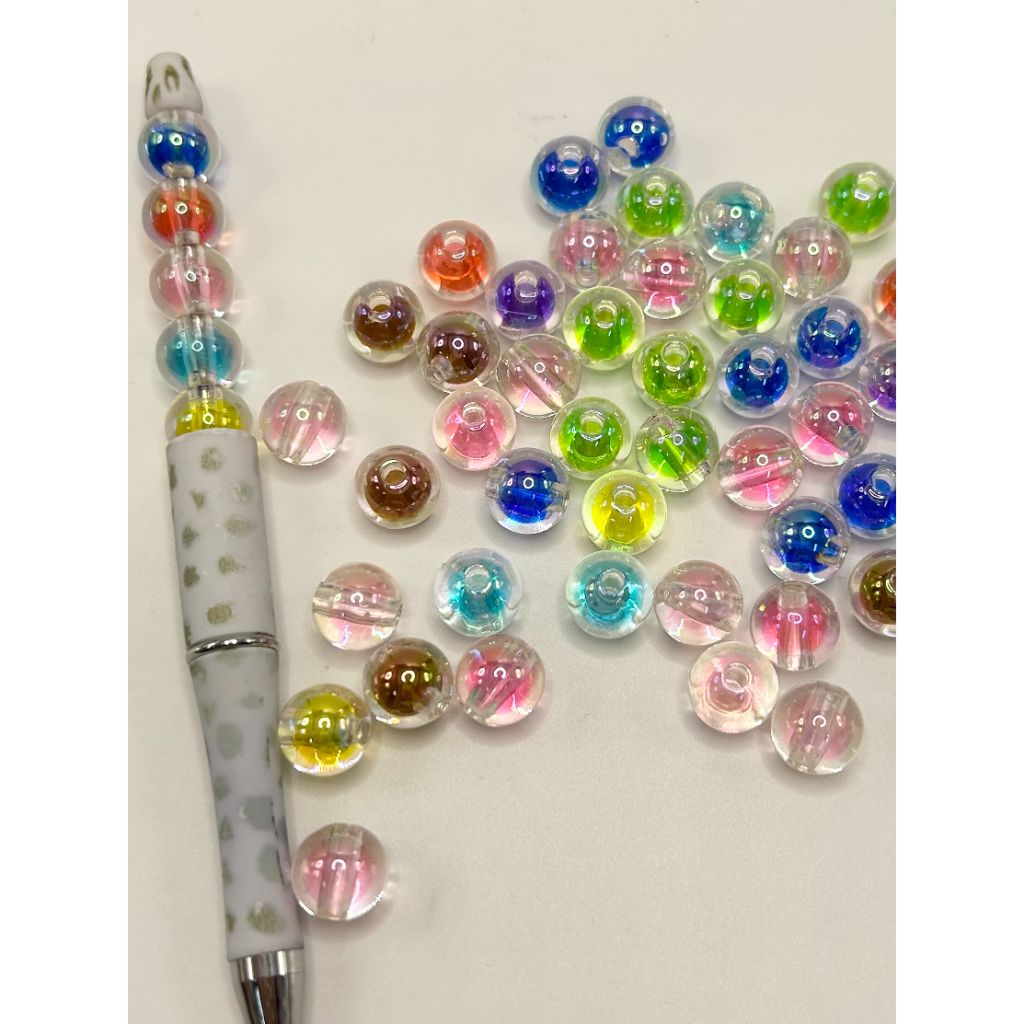 Mixed Opaque 8mm Round Plastic Beads - Crackle Effect (200pcs)