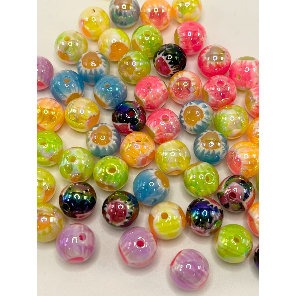 ハート付きキャンディーアクリルビーズ 16mm ランダムミックス