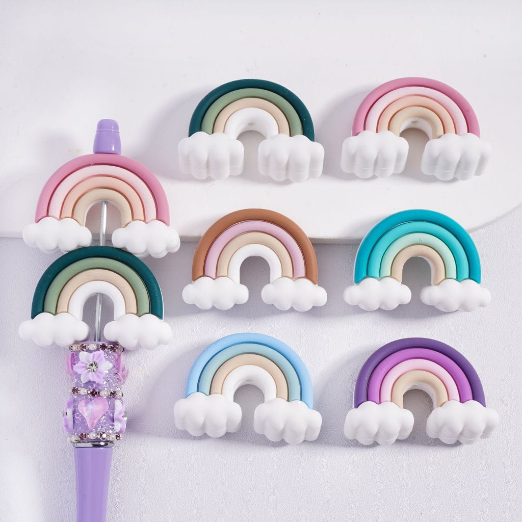 Silicone Focal Beads 3D Rainbow Book Pencil Reading Student