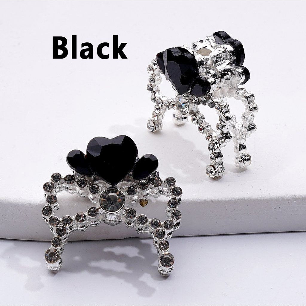 Bling Bling Fancy Silver Alloy Bowknot Beads with Multi-Color Heart Rhinestones for Jewelry Accessories