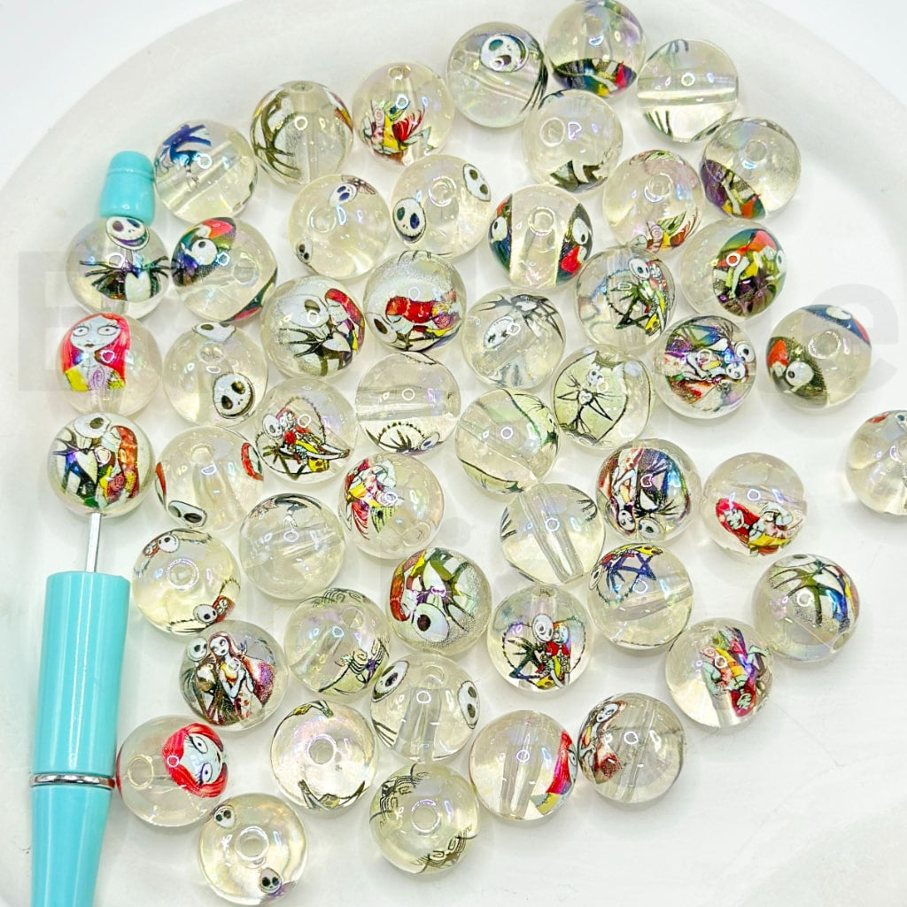 Midnight King before Christmas Clear Round Acrylic Beads, Random Mix, 16MM