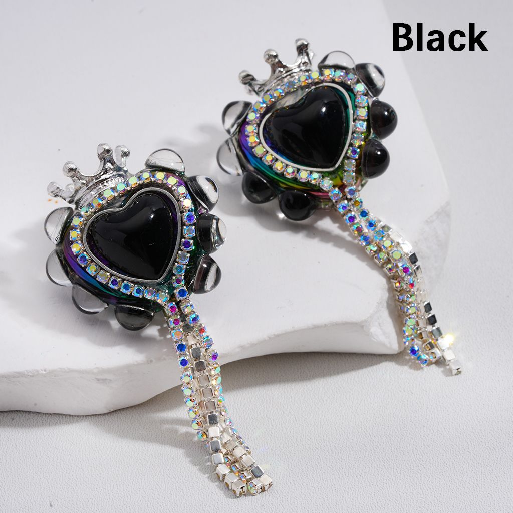 Acrylic Beads Cute Heart with Silver Alloy Crown AB Rhinestones Chains 25*28MM