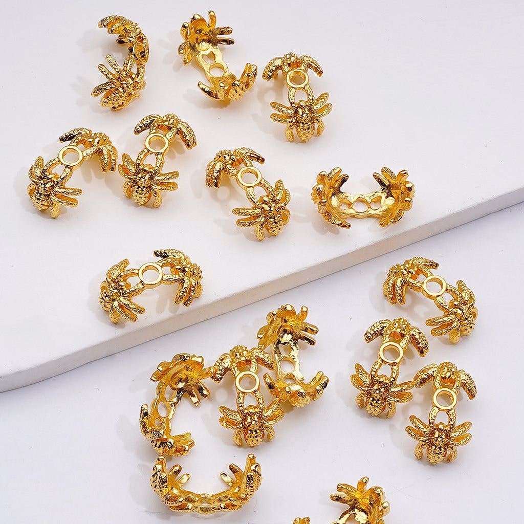 Fancy Silver Gold Gun Black Alloy Spider Halloween Bead Cage Cap (Fit for 16MM Beads)