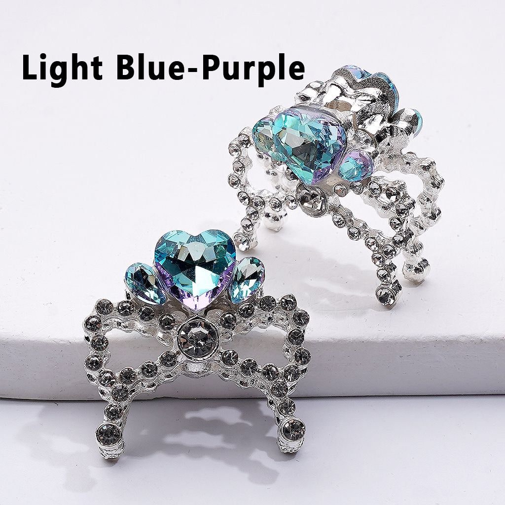 Bling Bling Fancy Silver Alloy Bowknot Beads with Multi-Color Heart Rhinestones for Jewelry Accessories