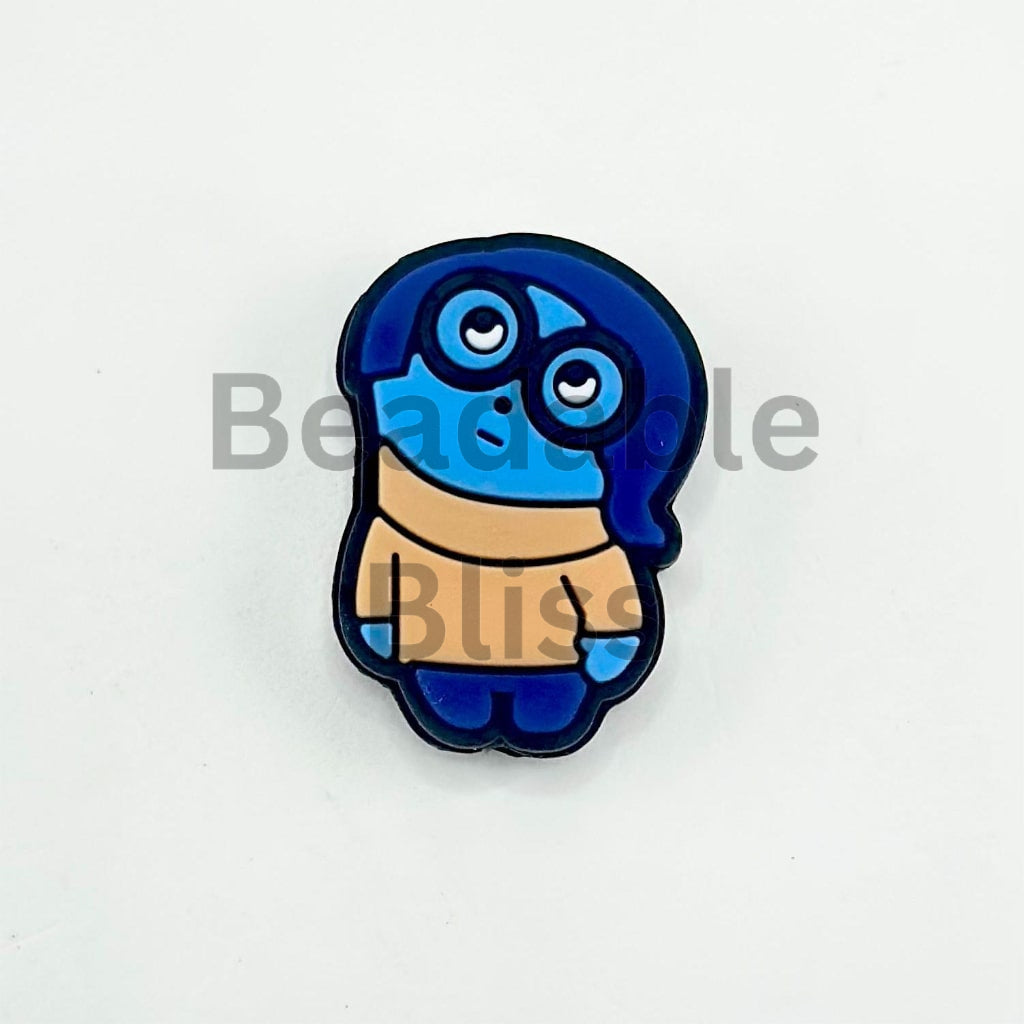 Little Blue Cute Man Sadness Silicone Focal Beads