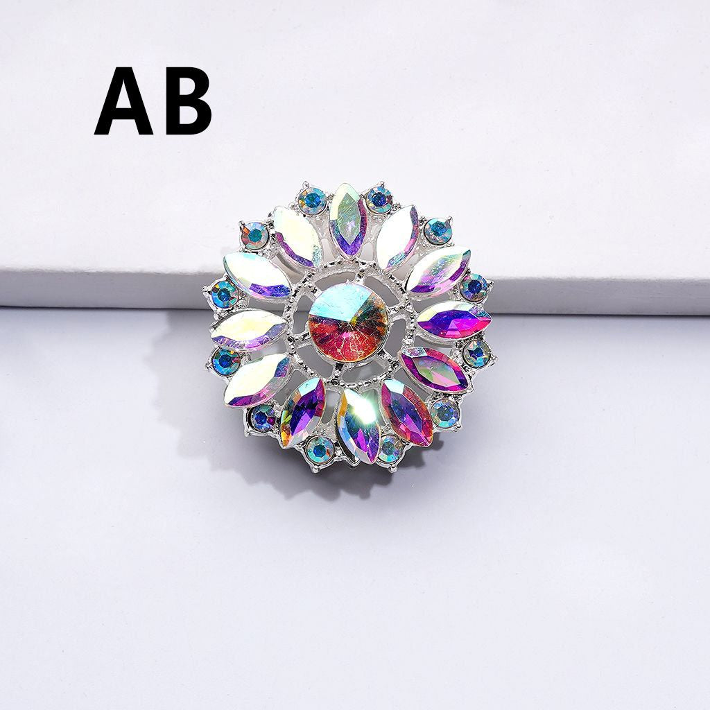 Bling Bling Fancy Silver Alloy Sun Flower with Colorful & AB Rhinestones Beads, Around 31MM