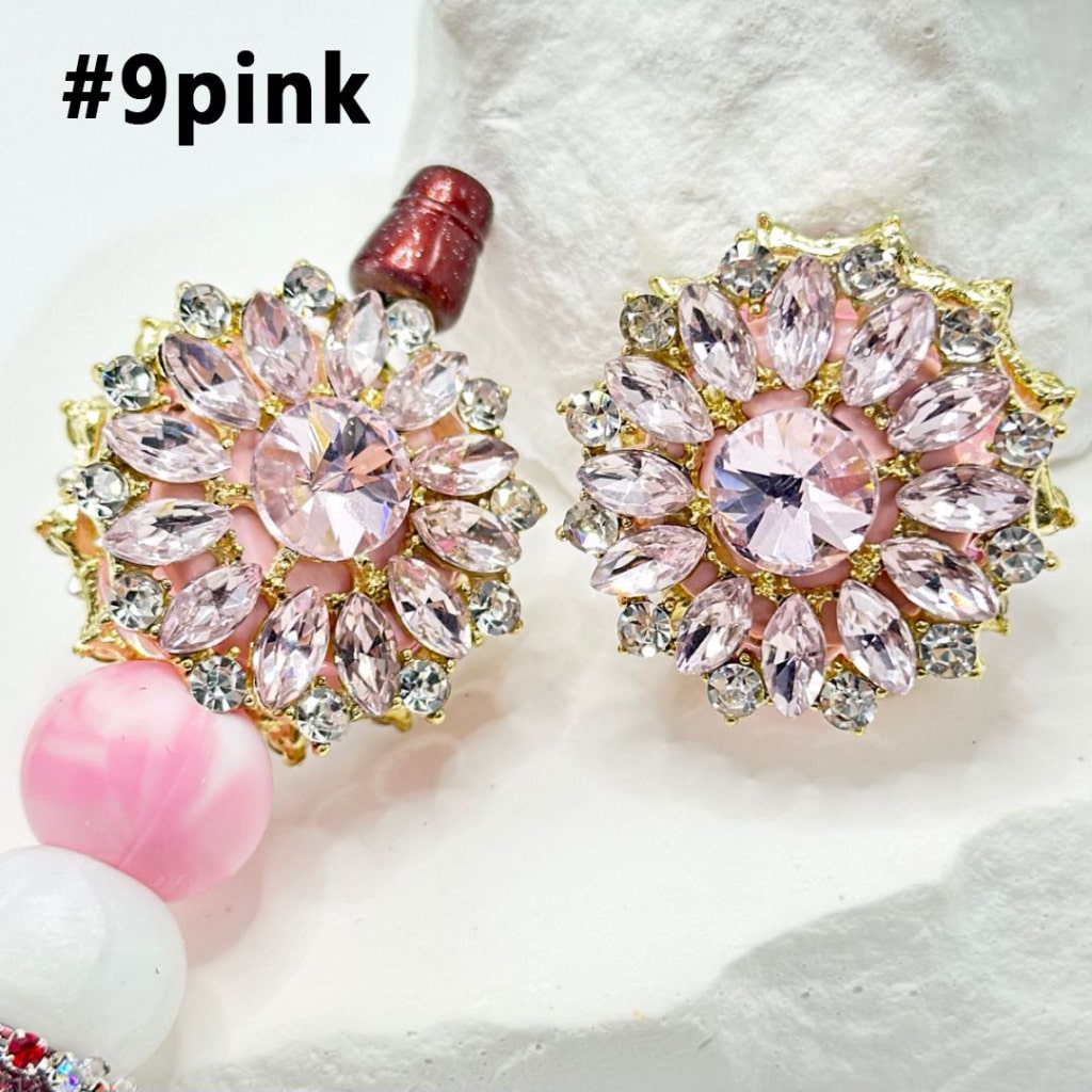 キラキラ輝くマルチカラーラインストーンオーバルパールクレイビーズ付き絶妙なゴールド合金ひまわり、約32MM