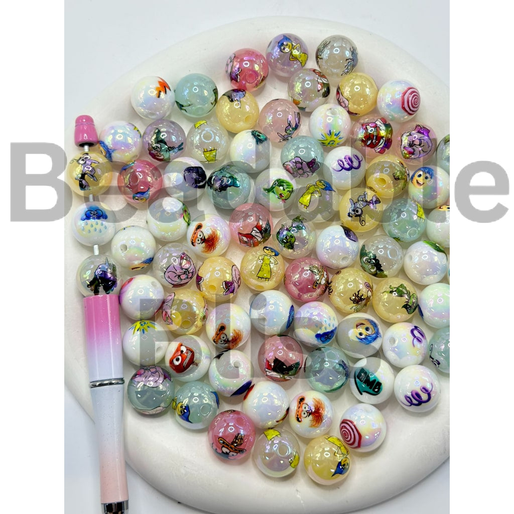 Insid Out Cartoon Round Acrylic Beads, 16MM
