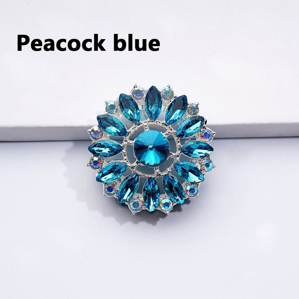 Bling Bling Fancy Silver Alloy Sun Flower with Colorful & AB Rhinestones Beads, Around 31MM