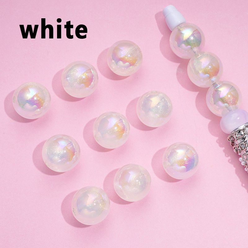Luminous UV Coating Translucent Glitter Colorful Round Acrylic Beads, 16MM