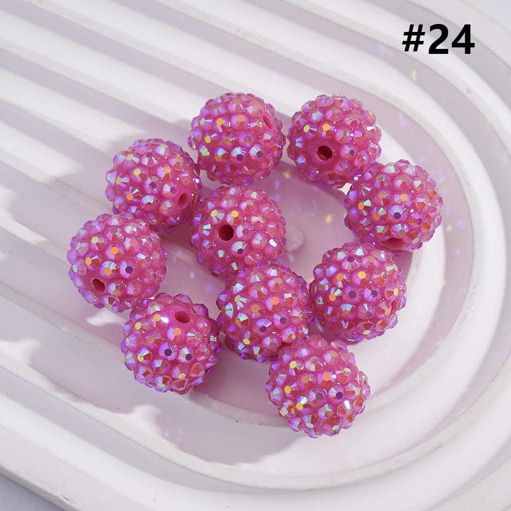 キラキラ輝くキラキラビーズ アクリルラインストーン付き 16mm