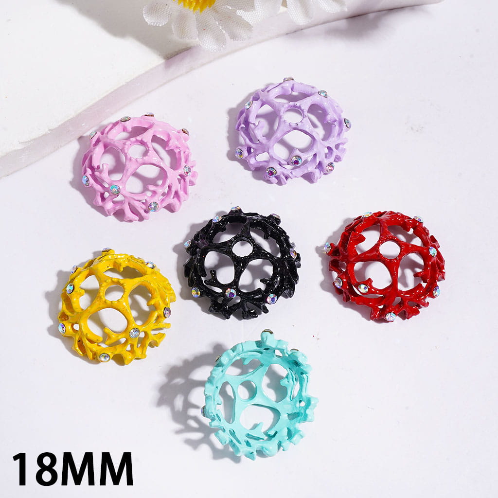 Alloy Bead Cages Branch Wreath with AB Rhinestones, Bead Cap, 18MM Multi-Color Random Mix (They Fit 16MM Beads)