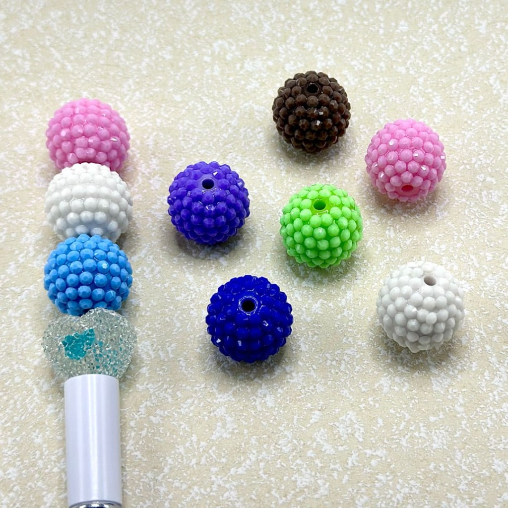 20MM Solid Color Round Acrylic Rhinestone Beads, Random Mix