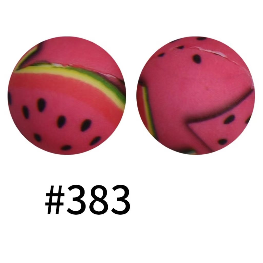 Watermelon Printed Silicone Beads Number 383