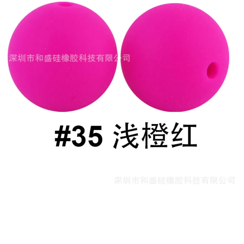 シリコンビーズ、ソリッドカラー、15 mm