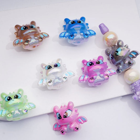 UV Coating Shiny Cute Bat Halloween Acrylic Beads, 38*30MM, Random Mix