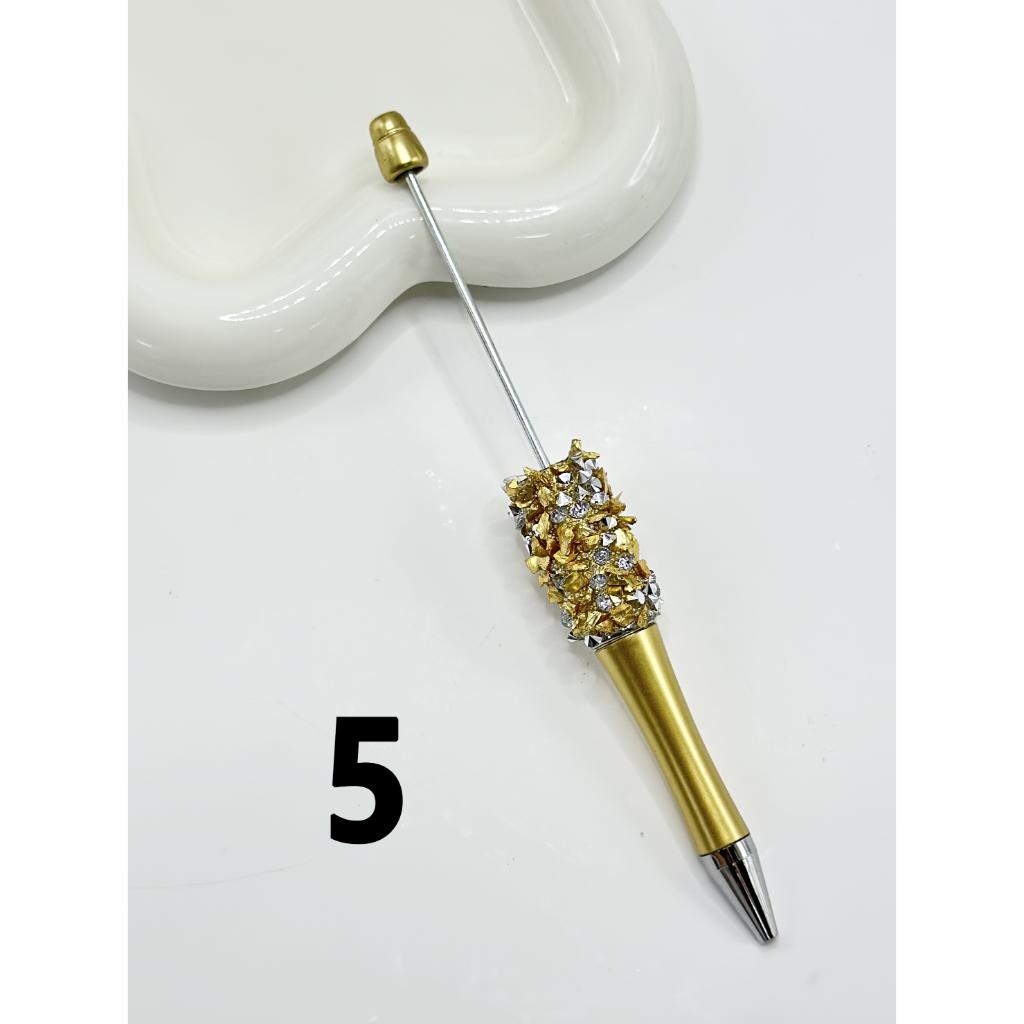Beadable Pens with Clear Rhinestones in Solid Colors with Small Rock
