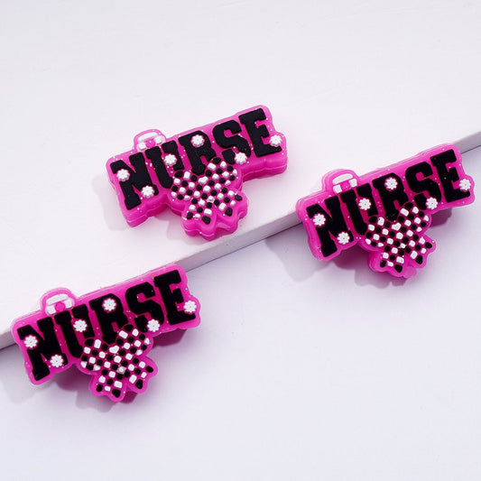 Black White Nurse Bowknot Rose Red Silicone Focal Beads