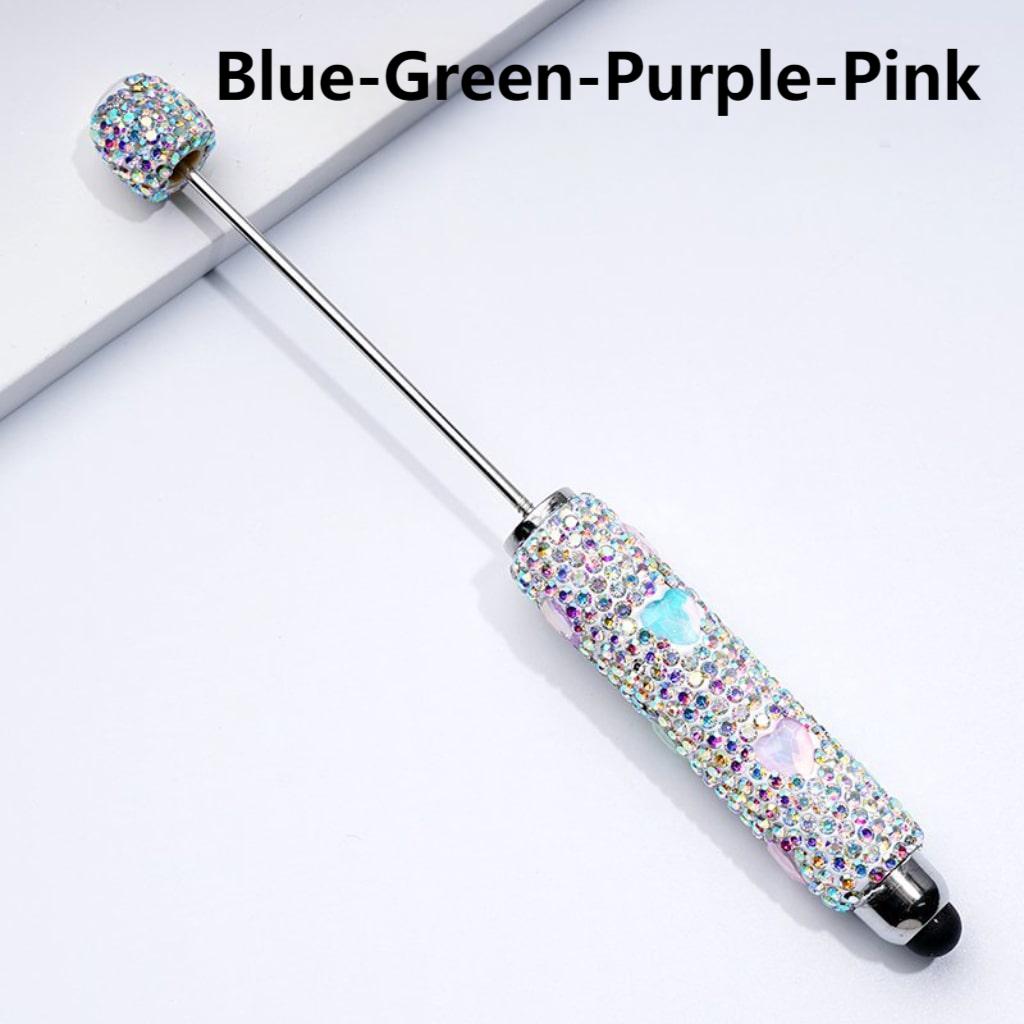 Beadable Clay Stylus Pens with Colorful Heart Rhinestones Mini AB Rhinestones Covered the Entire Pen