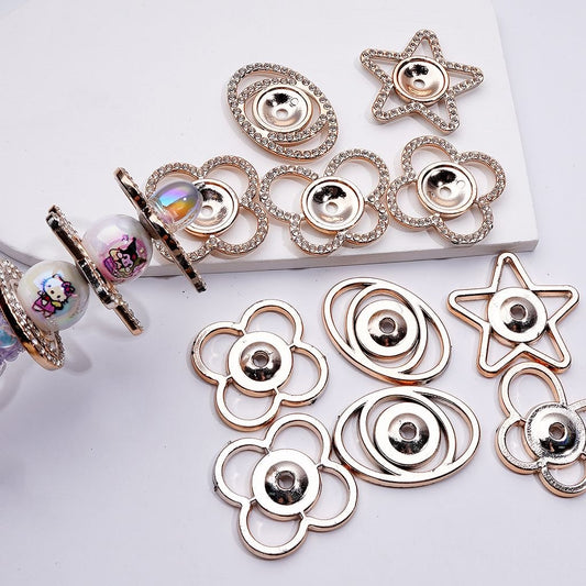 Gold Acrylic  Star Butterfly Planet with Clear Rhinestones Jewelry Accessories Spacer, Random Mix