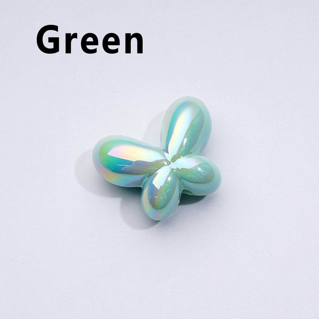 UV Coating Shiny Luminous Cute Butterfly Bowknot Acrylic Beads, Around 25*19MM