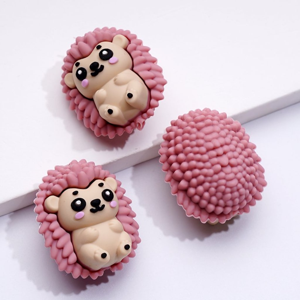 3D Little Cute Hedgehogs Silicone Focal Beads
