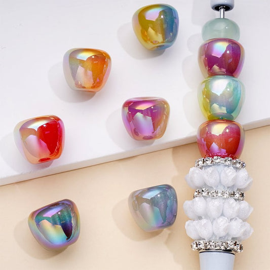 UV Coating Dazzling Color Apple Acrylic Beads, Around 14*16MM, Random Mix