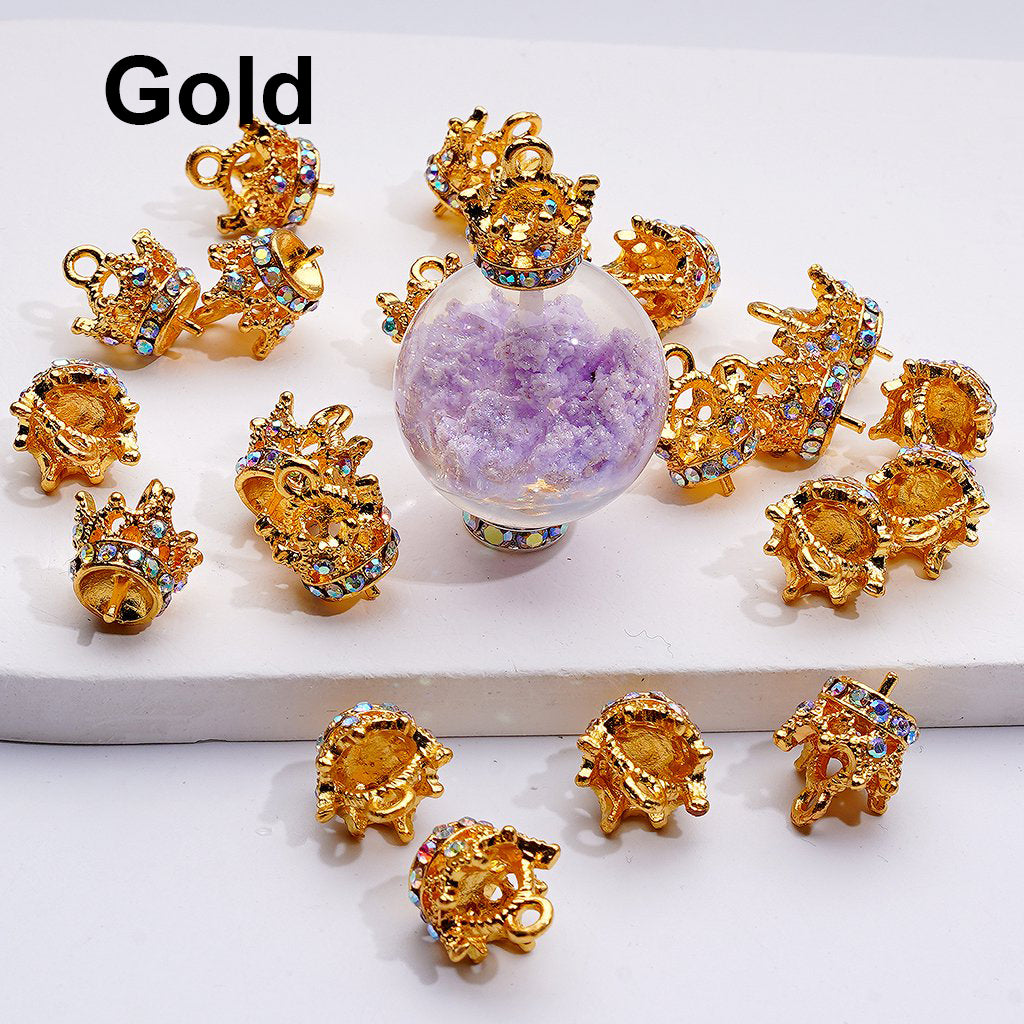Fancy Alloy Crown with AB Rhinestones Hanger Ring Pendant Jewelry Accessories, 10MM, Random Mix