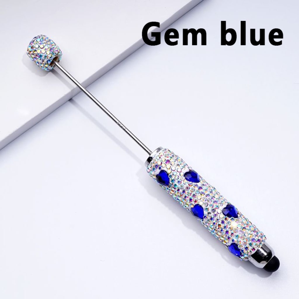 Beadable Clay Stylus Pens with Colorful Heart Rhinestones Mini AB Rhinestones Covered the Entire Pen