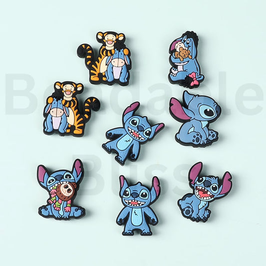 Silicone Focal Beads Cute Blue Stitc Eeyor Winni the Pooh