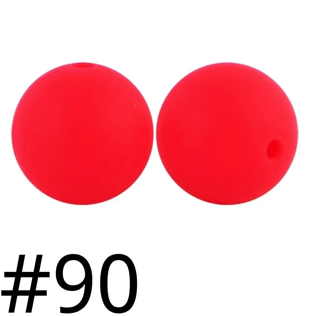 Silicone Beads, Solid Colors, 15 mm