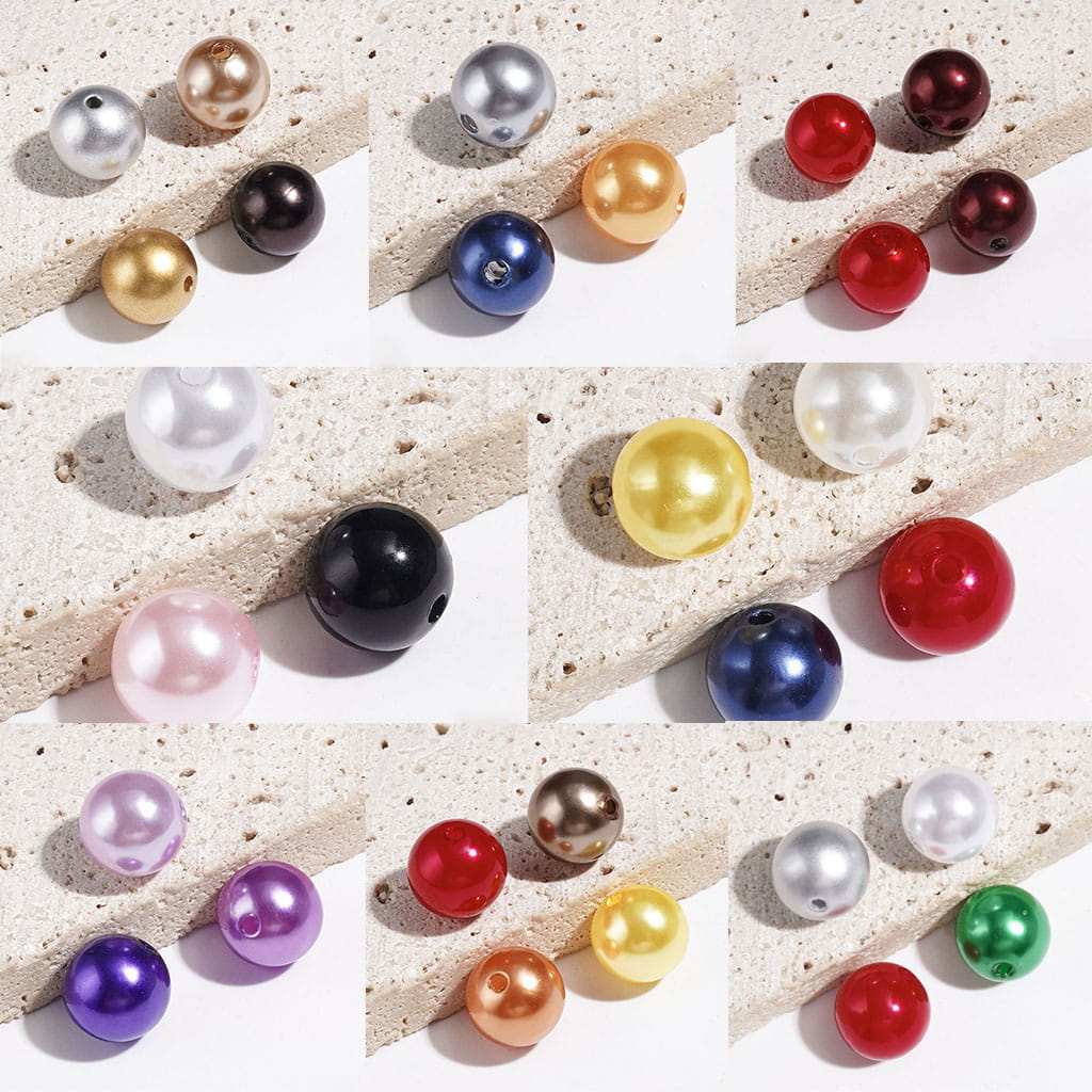 12MM - Acrylic Beads for DIY Bracelets & Waist Chains & Necklaces, Round Beads in Pearlized Style, Various Colors Series