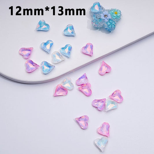DIY ミニ キュート キラキラ カラフル ハート ビーズ ジュエリー アクセサリー用 12*13MM ランダムミックス