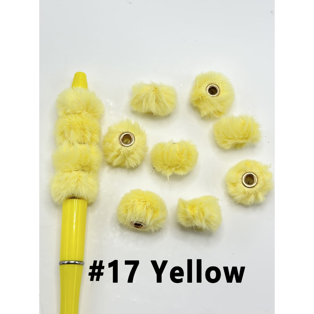 Pom Pom Fluffy Hard Beads and in Solid Colors