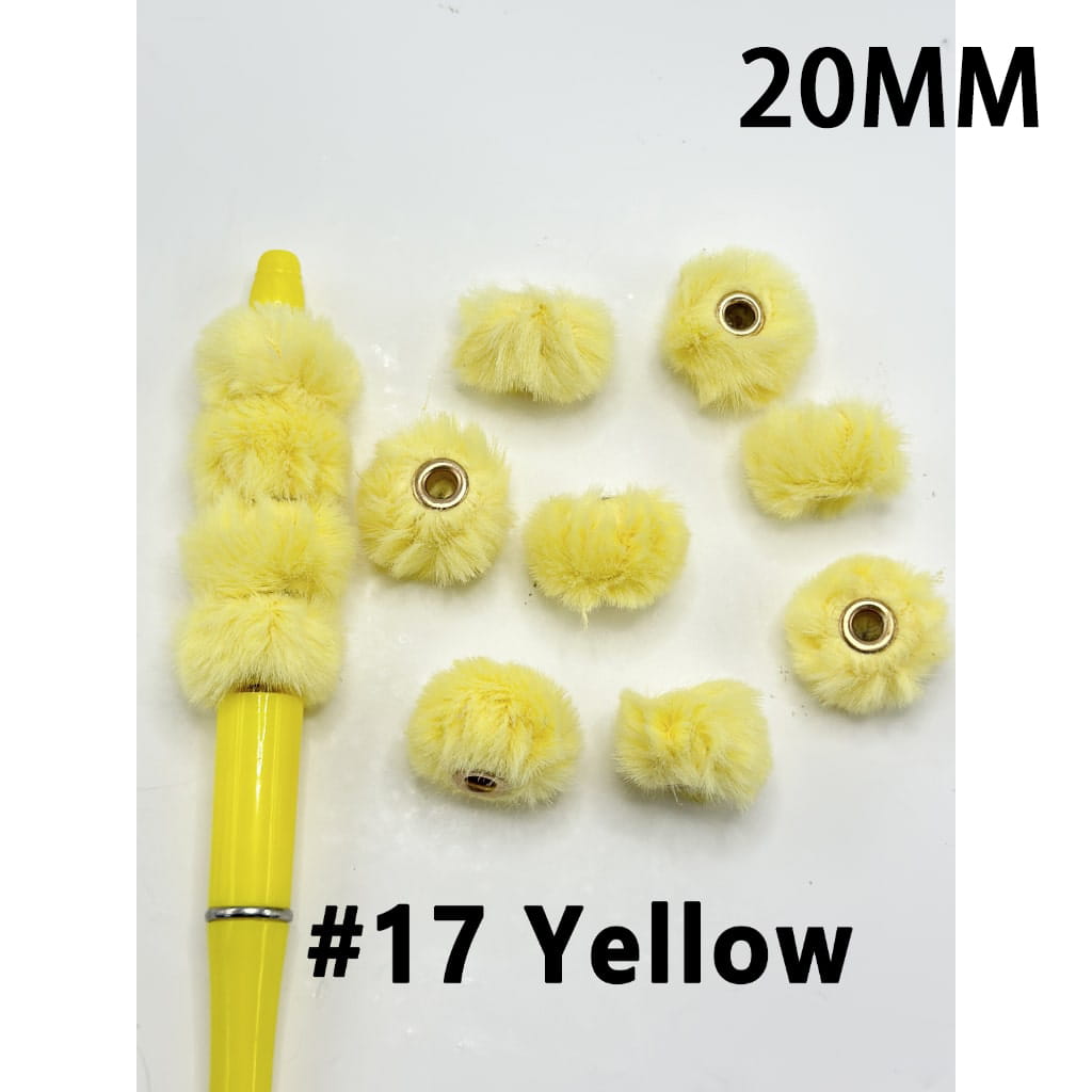 Pom Pom Fluffy Hard Beads and in Solid Colors, 20MM