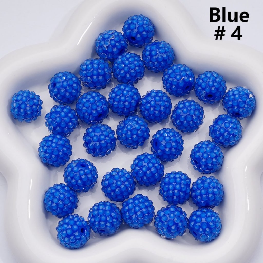 Clear Color Rhinestones Waxberry Ball Round Acrylic Beads, 16MM