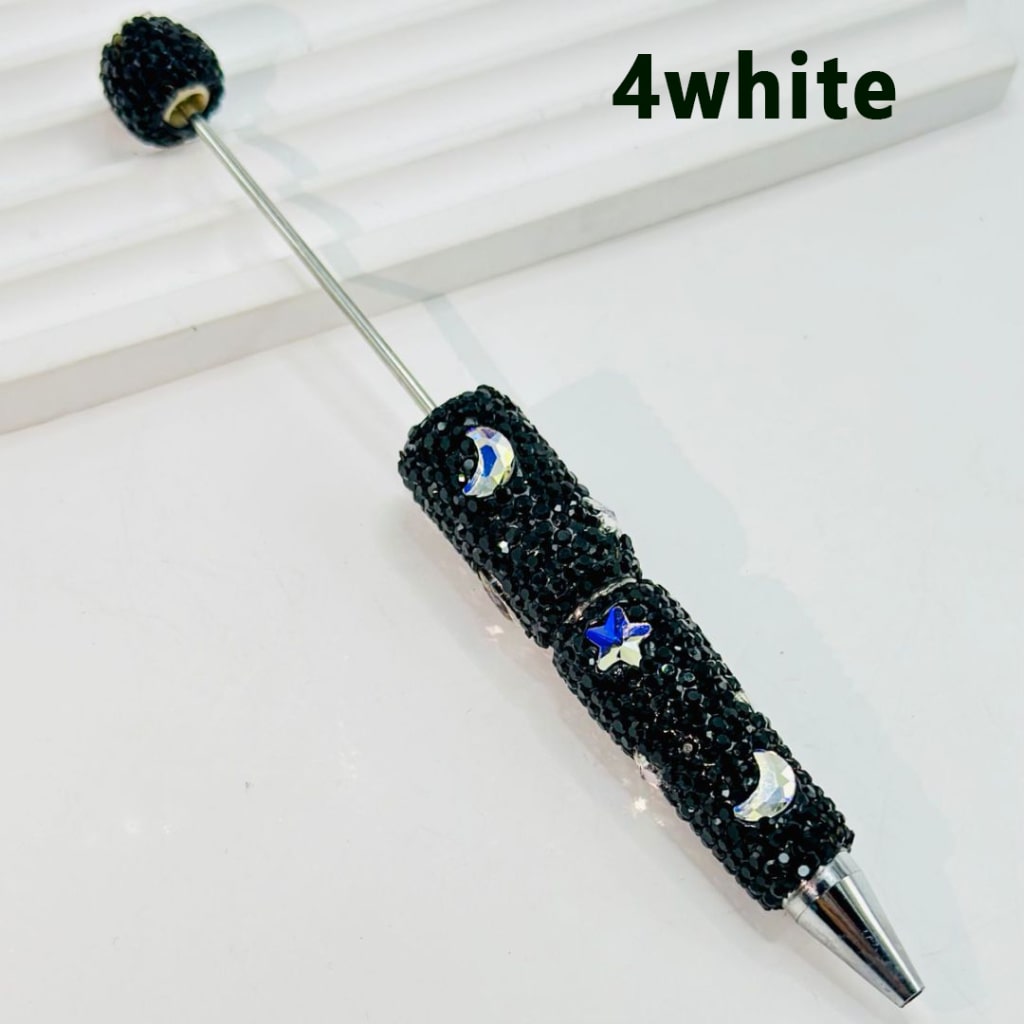 Beadable Clay Pens with AB Color & Colorful Star Moon Rhinestones Covered the Entire Pen