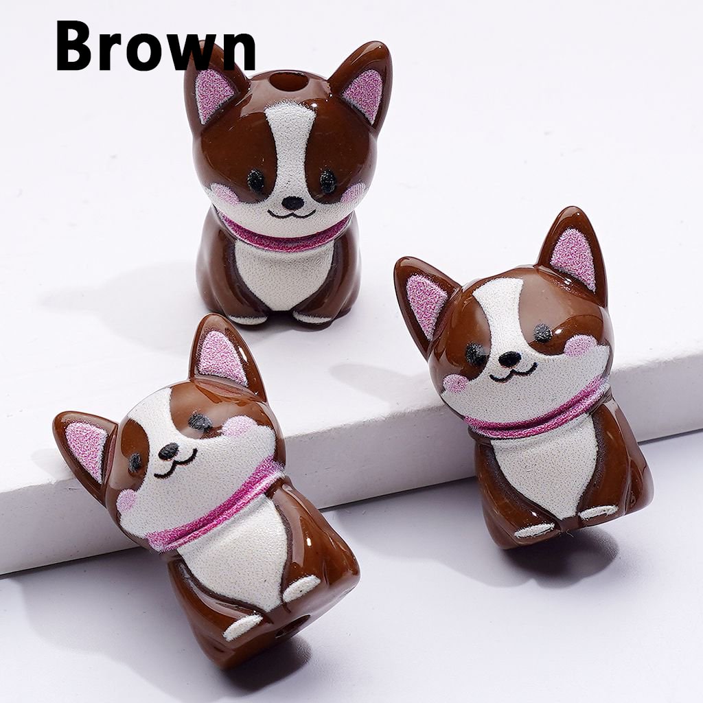 Little Cute Puppy Dog Acrylic Beads in Solid Color, Around 23*12MM