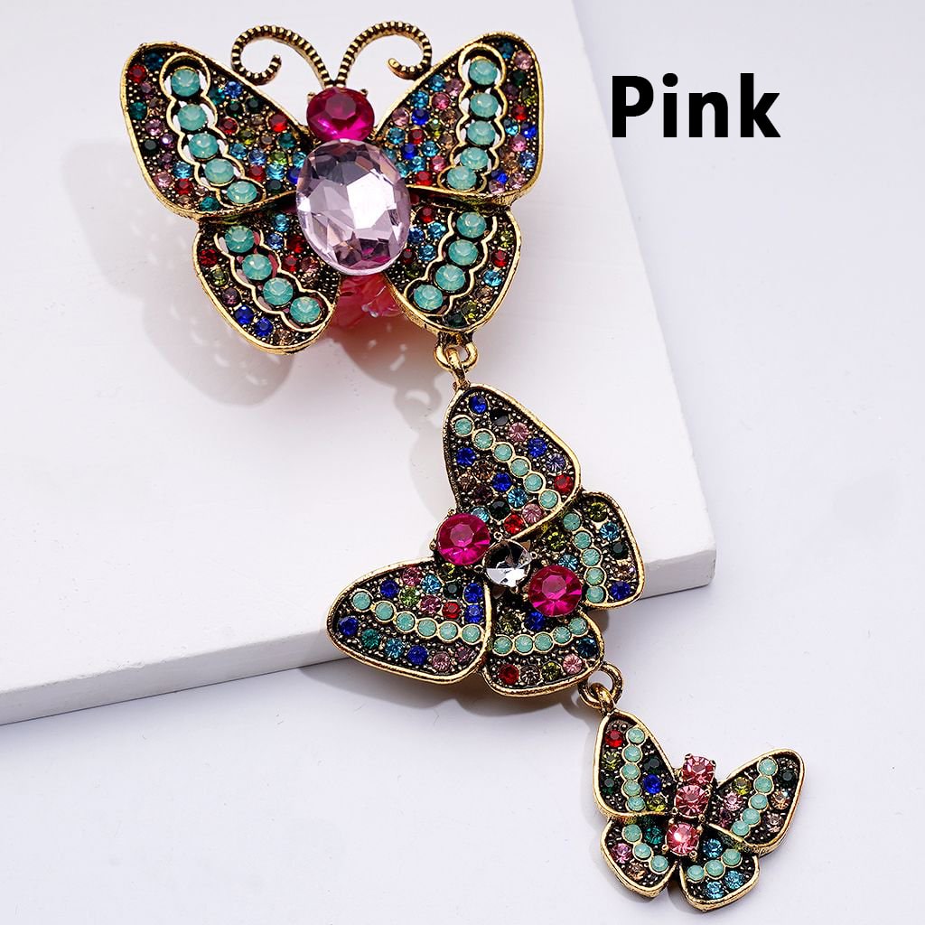 Exquisite Fancy Copper Alloy Butterfly Pendants with Shiny Rhinestones Glitter Flowers Clay Beads, Around 50*43MM