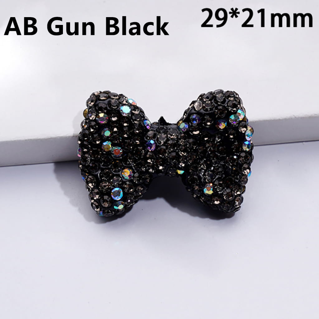 Bling Bling Multi-Color Bowtie Clay Beads with Shiny Rhinestones, 29*21MM