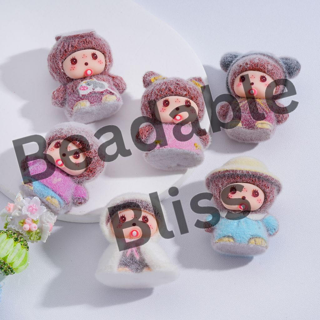 Acrylic Figurine Cute Flocked Baby Monkey Doll for Pen Topper or Beads, Pendants Jewelry Accessories, Random Mix (Please Read Description)