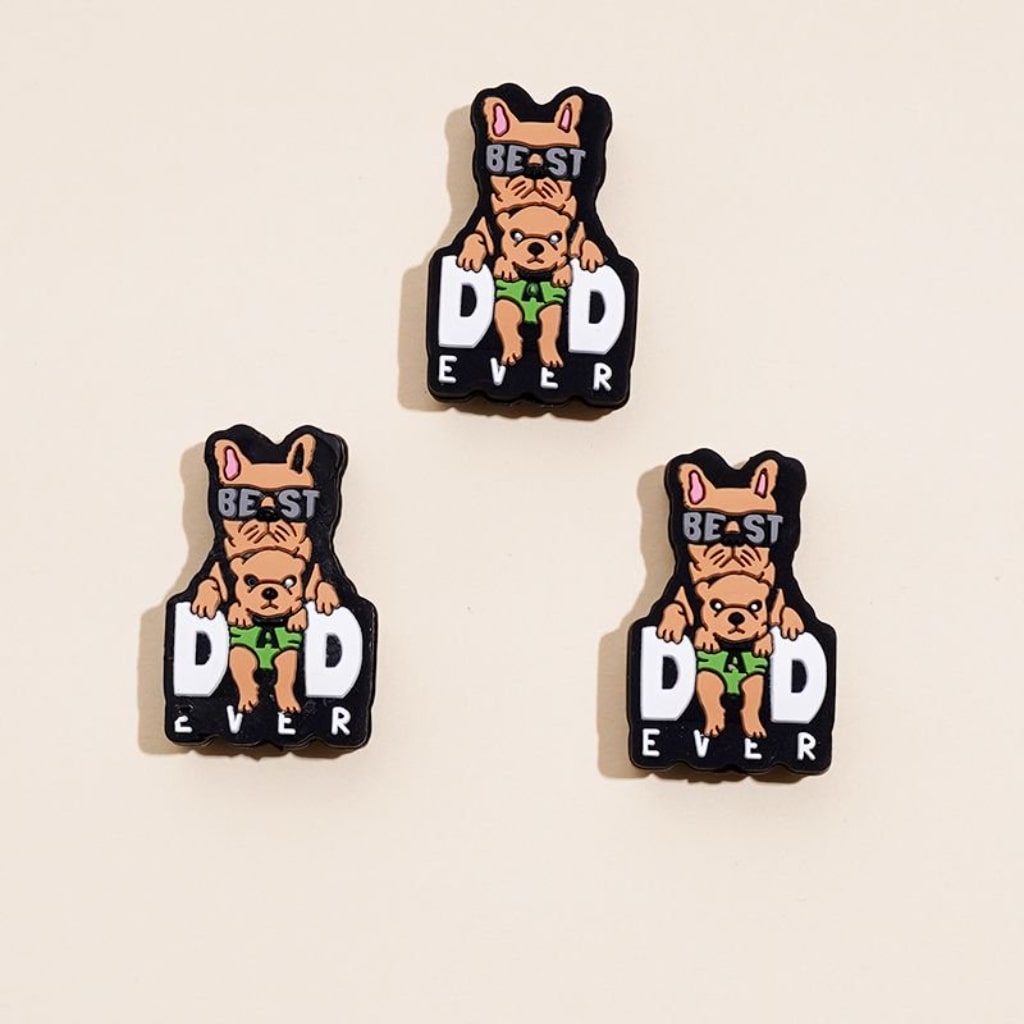 Best Dad Ever Cute Dog Father Baby Puppy Silicone Focal Beads