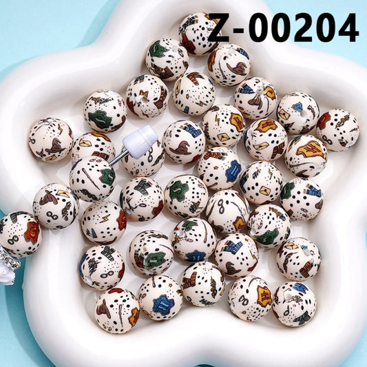 Magic Academy HP Printed Silicone Beads 15MM, Number Z-00204