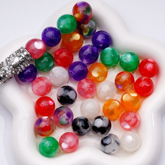 Multi-Color Glitter Round Spots Effect Acrylic Beads, 16MM, Random Mix