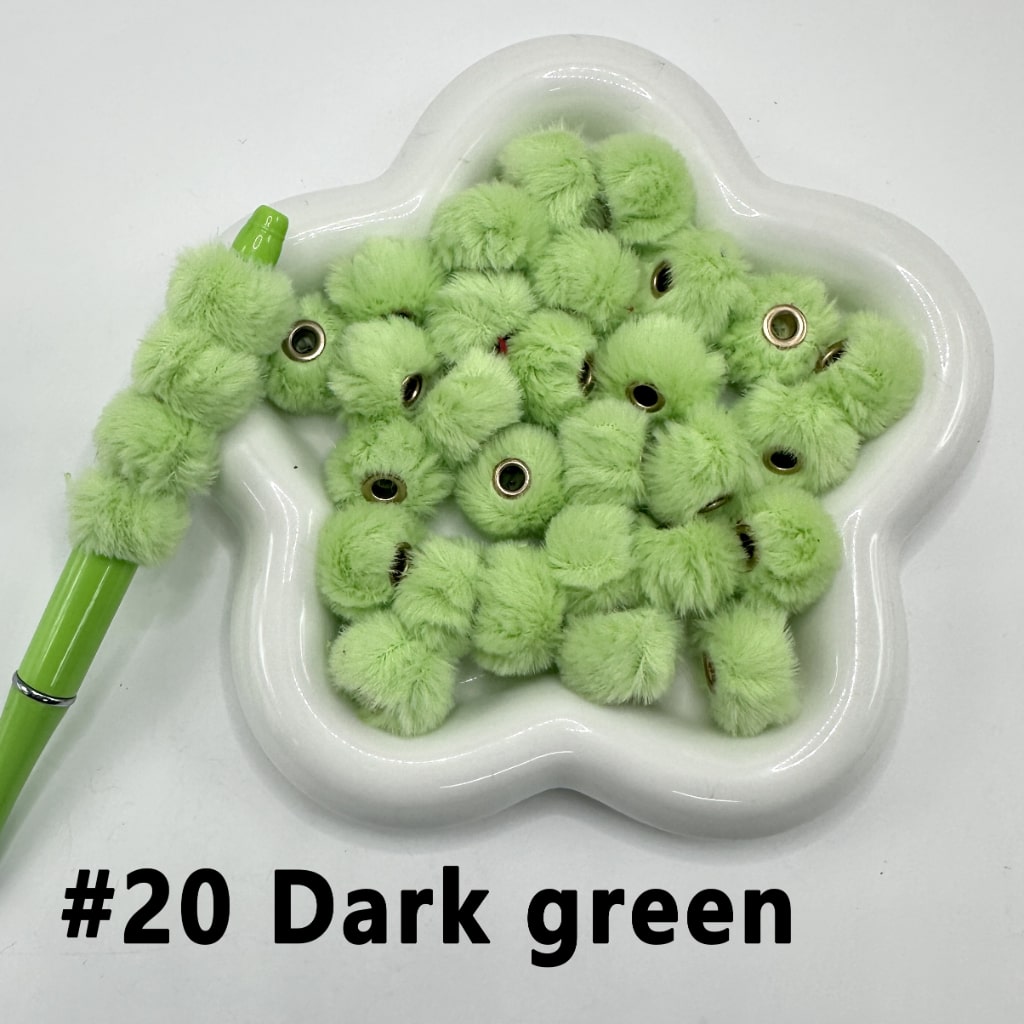 Pom Pom Fluffy Hard Beads and in Solid Colors